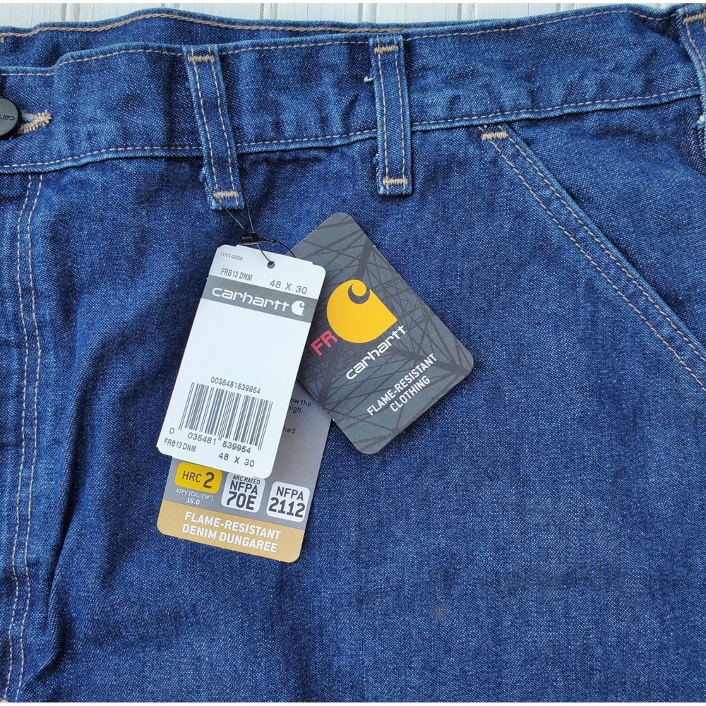 Carhartt FRB13 DNM Flame Resistant Denim Dungaree Jeans Mens 48x30 Blue NWT - Picture 2 of 7